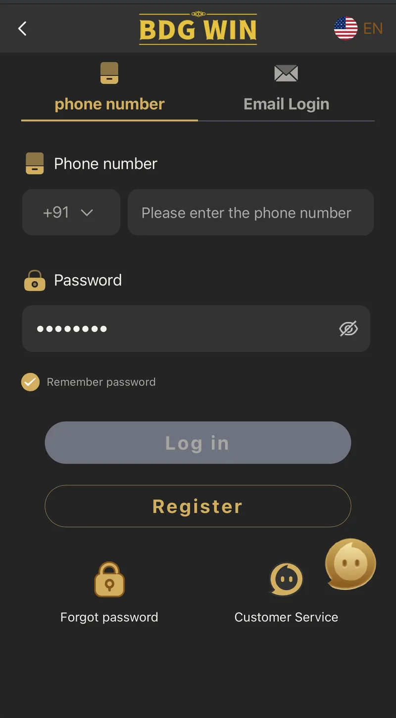 6 Club login screen with phone number and password fields